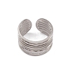 304 Stainless Steel Multi Line Open Cuff Rings for Women RJEW-G285-10P-2