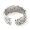304 Stainless Steel Textured Open Cuff Ring for Women RJEW-I098-34P-3