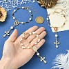 Brass Enamel & Shell Pearl Pendant Decorations HJEW-YW00501-01-4