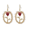 Valentine's Day Alloy Enamel Seed Glass Dangle Earrings EJEW-MZ00391-02-2