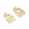Brass Micro Pave Clear Cubic Zirconia Charms ZIRC-I043-24G-2