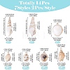 14Pcs 7 Styles Electroplated Natural Mixed Shell Pendants BSHE-TA0001-34B-3