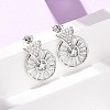 Flat Round Brass Micro Pave Clear Cubic Zirconia Stud Earrings EJEW-D351-11P-4