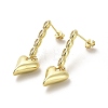 Heart Rack Plating Brass Micro Pave Clear Cubic Zirconia Dangle Stud Earrings EJEW-M240-06G-1