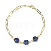 Natural Sodalite Faceted Flat Round Beaded Brass Paperclip Chain Bracelets GG-CBA37F5-02G-13-4