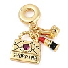 Rack Plating Brass Clear Cubic Zirconia Makeup European Dangle Charms KK-P287-34C-G-1