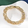 Brass Micro Pave Clear Cubic Zirconia Rectangle Link Bracelets for Women BJEW-C100-01G-2
