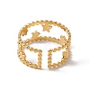 Ion Plating(IP) 304 Stainless Steel Stars Double Line Open Cuff Ring for Women RJEW-C045-24G-3
