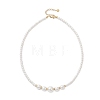 Round Shell Pearl Graduated Beaded Necklaces NJEW-JN05864-4