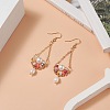 4 Pair 4 Color Natural Pearl & Glass Teardrop with Flower Dangle Earrings EJEW-TA00222-5