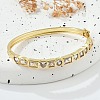 Brass Micro Pave Clear Cubic Zirconia Hinged Bangles for Women BJEW-K274-10G-2