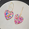 Glitter Heart Acrylic & Titanium Alloy Hoop Earrings for Women FS-WG2AED5-02-1