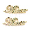 Mother's Day Brass Micro Pave Cubic Zirconia Word Mama Connector Charms KK-M324-01C-G-1