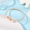 Natural Cultured Freshwater Pearl Rice Wire Wrapped Brass Cuff Bangles for Women BJEW-JB14301-1