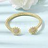 Brass Micro Pave Clear Cubic Zirconia Sunflower Open Cuff Bangles for Women CU-CBAE7DF-49G-2