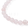 Natural Rose Quartz Round Beaded Stretch Bracelets BJEW-JB09727-03-4