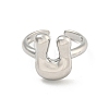 Brass Letter Open Cuff Rings for Women RJEW-G313-01U-P-2