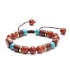 Natural Gemstone & Synthetic Turquoise & Wood Braided Bead Bracelet BJEW-JB08406-4