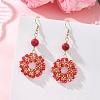 Flower Handmade Glass Seed Beads Dangle & Drop Earrings EJEW-MZ00679-02-1