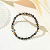 Natural Lava Rock & Tiger Eye & Synthetic Non-magnetic Hematite Beaded Stretch Bracelets for Women Men BJEW-JB13943-1