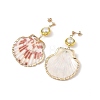 Electroplate Natural Sea Shell Dangle Earrings EJEW-JE07373-5