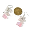 Natural Rose Quartz Chip & Natural Quartz Dangle Earrings for Women EJEW-TA00560-01-3