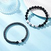 2Pcs Narutal & Synthetic Mixed Gemstone Beads Stretch Bracelets BJEW-JB12720-01-2
