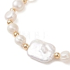 Natural Cultured Freshwater Pearl & Baroque Pearl Keshi Pearl Beads Stretch Bracelets for Women BJEW-JB13513-3