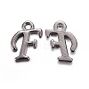 Gunmetal Plated Alloy Letter Pendants PALLOY-P097-03-F-1