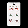 Christmas Theme Acrylic Stud Earrings for Women EJEW-U016-08P-1