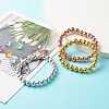 3Pcs 3 Colors Natural Lava Rock Stretch Bracelets Set BJEW-JB06838-03-2