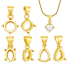 6Pcs 3 Styles Brass Pendant Cabochon Settings KK-PH0015-49G-1