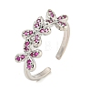 Flower Rack Plating Brass Micro Pave Cubic Zirconia Open Cuff Rings for Women RJEW-N047-01P-04-RS-1