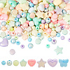 AHADERMAKER 220Pcs 8 Style Spray Painted Frosted Opaque Acrylic Beads SACR-GA0001-04-1