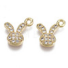 Brass Micro Cubic Zirconia Bunny Charms X-KK-N231-124-NF-1
