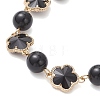 Glass & Natuarl Obsidian Slider Bracelets BJEW-JB12898-03-3
