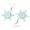 Christmas Snowflake Glass Seed Braided Dangle Earrings EJEW-MZ00236-02-4