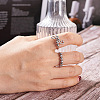 8Pcs 8 Style Brass Rotating Beaded Cuff Rings RJEW-SW0001-01-5