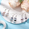 Natural Aquamarine & Pink Opal & White Jade & Sodalite & Amethyst & Purple Turquoise Dangle Earrings EJEW-JE06127-2
