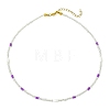 Rice Natural Shell and Round Glass Seed Beaded Necklaces for Women NJEW-MZ00153-4
