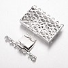 Brass Cubic Zirconia Box Clasps ZIRC-O020-09-NR-3