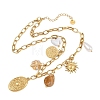 304 Stainless Steel & Resin & Imitation Pearl Multi-Pendant Bib Necklaces for Women SA-CBA717A-02G-02-2