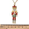 Alloy Enamel Christmas Nutcracker Pendant Necklaces NJEW-L048-01G-01-5