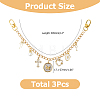 3Pcs Alloy Key Bowknot & Brass Micro Pave Cubic Zirconia Heart Pendant 304 Stainless Steel Bag Decorative Chains HJEW-HS00106-2