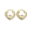 Clear Cubic Zirconia Heart Hoop Earrings EJEW-F329-01G-1