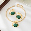 Oval Alloy & Acrylic Pendant Necklaces & Stud Earrings Sets FS-WG74623-01-3