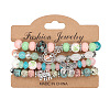4Pcs Bohemian Style Alloy & Glass & Acrylic Charm Bracelets Set WG8E884-06-2