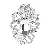 Flower with Oval Platinum Alloy Rhinestone Brooches for Backpack Clothes PW-WG4AA4A-08-1