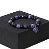 Natual Black Obsidian & Synthetic Non-magnetic Hematite & Natural Blue Spot Jasper Beads Charm Bracelets AC2290-8-1