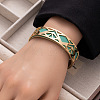 Hollow Out 304 Stainless Steel & Imitation Leather Cuff Bangles WG7C714-01-1
